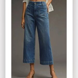 Pilcro Wide Leg Jeans Skipper Blue High Rise Denim Minimalist Size 26 Casual